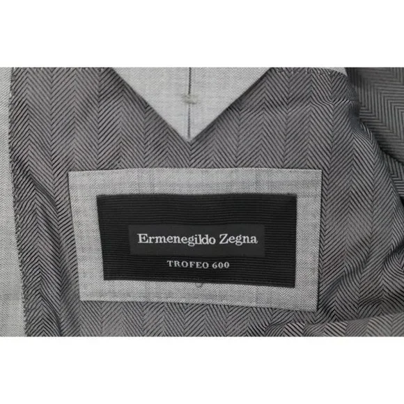 Ermenegildo Zegna sport coat men's 42R Trofeo 600 Manhattan wool silk gray plaid - Picture 16 of 16